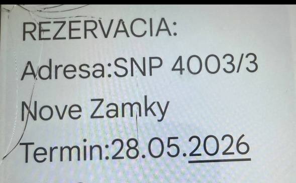 Підтверджена резервaція у Нових Замках